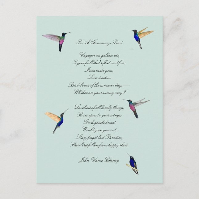 Hummingbirds and John Vance Cheney Quote Postcard (Front)