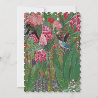 Hummingbirds and proteas birthday card