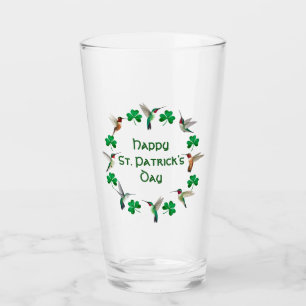 Hummingbirds and Shamrocks Glass