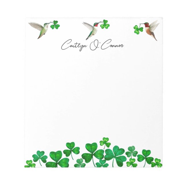 Hummingbirds and Shamrocks  Notepad (Front)