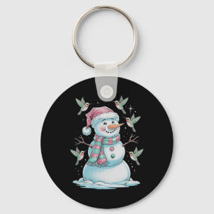 Hummingbirds And Snowman For Animal Lovers Key Ring