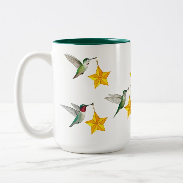  Hummingbirds and Stars Two-Tone Coffee Mug (Left)