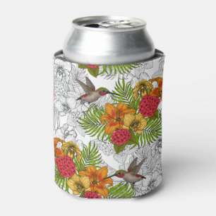 Hummingbirds and tropical bouquet can cooler