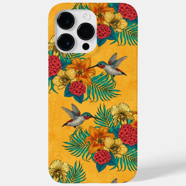 Hummingbirds and tropical bouquet in yellow Case-Mate iPhone case (Back)
