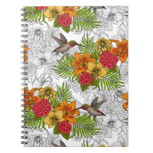Hummingbirds and tropical bouquet notebook