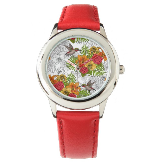 Hummingbirds and tropical bouquet watch (Front)