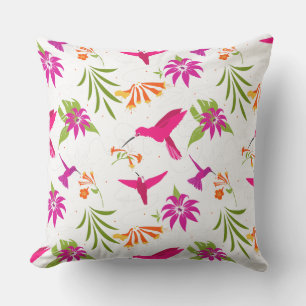 Hummingbirds and Tropical Leaves Cushion