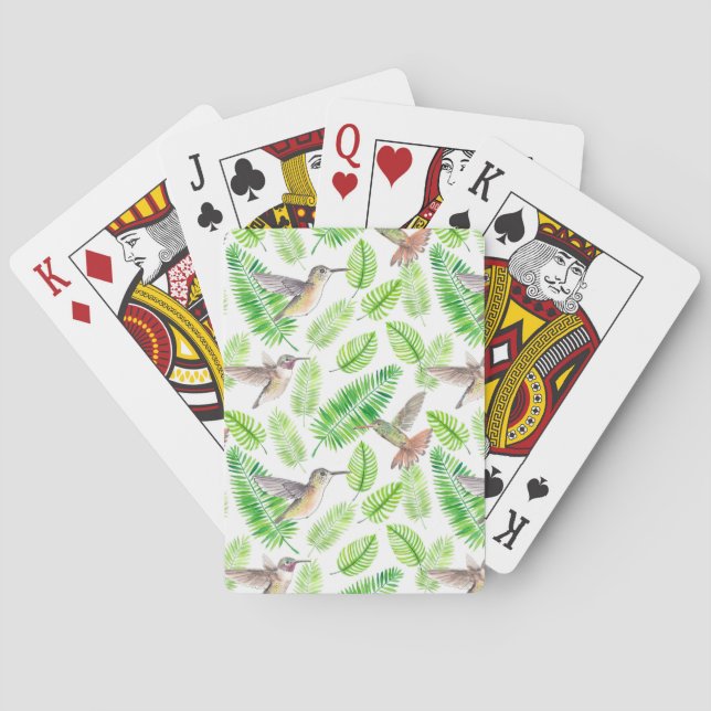 Hummingbirds and tropical leaves playing cards (Back)