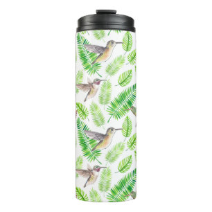 Hummingbirds and tropical leaves thermal tumbler