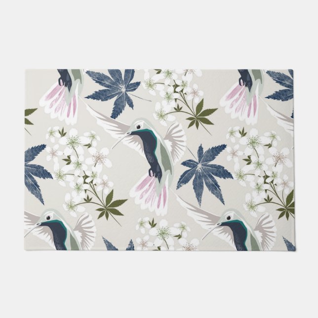 Hummingbirds and white flowers. doormat (Front)