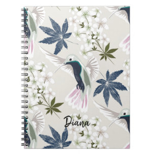 Hummingbirds and white flowers. notebook