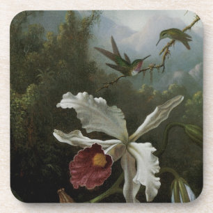 Hummingbirds and White Orchid by Martin J. Heade Coaster