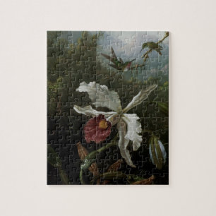 Hummingbirds and White Orchid by Martin J. Heade Jigsaw Puzzle