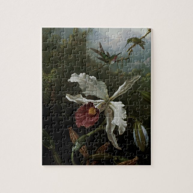 Hummingbirds and White Orchid by Martin J. Heade Jigsaw Puzzle (Vertical)