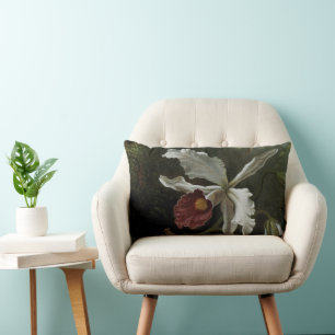 Hummingbirds and White Orchid by Martin J. Heade Lumbar Cushion