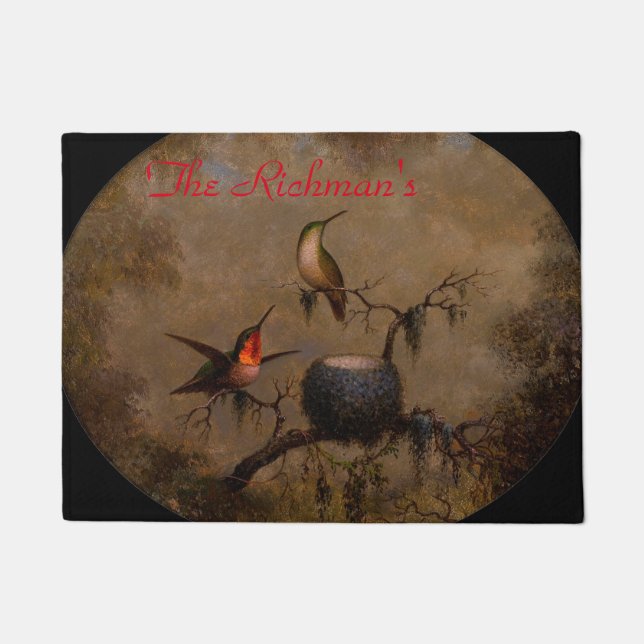 Hummingbirds bird nest victorian heade painting  doormat (Front)