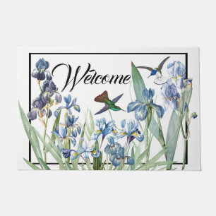 Hummingbirds Birds Iris Flower Welcome Doormat