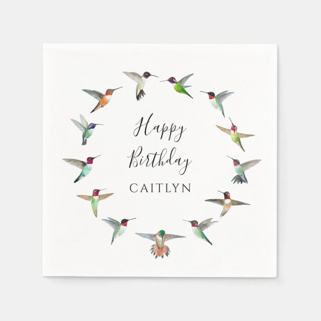 Hummingbirds Birthday  Napkin (Front)
