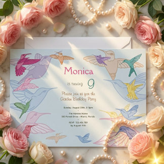 Hummingbirds birthday party invitation