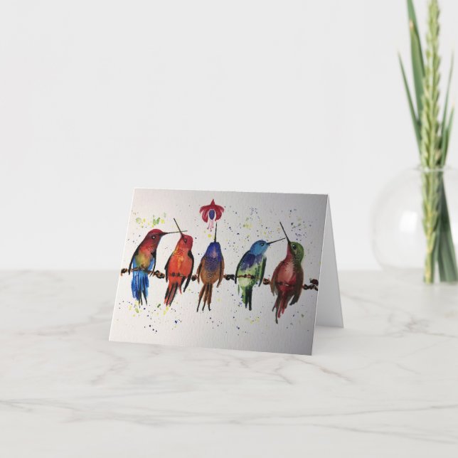 Hummingbirds - Blank inside Greeting Card (Front)
