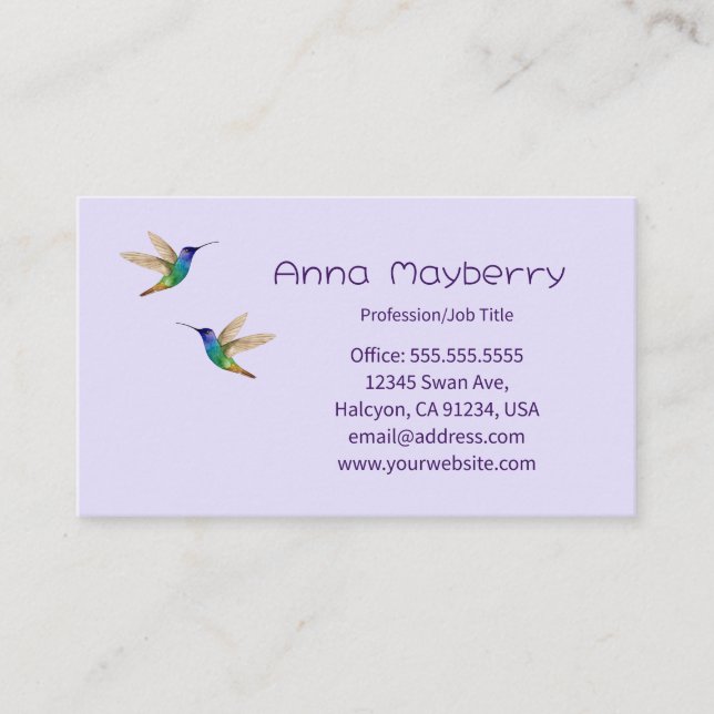 Hummingbirds Business Card (Front)