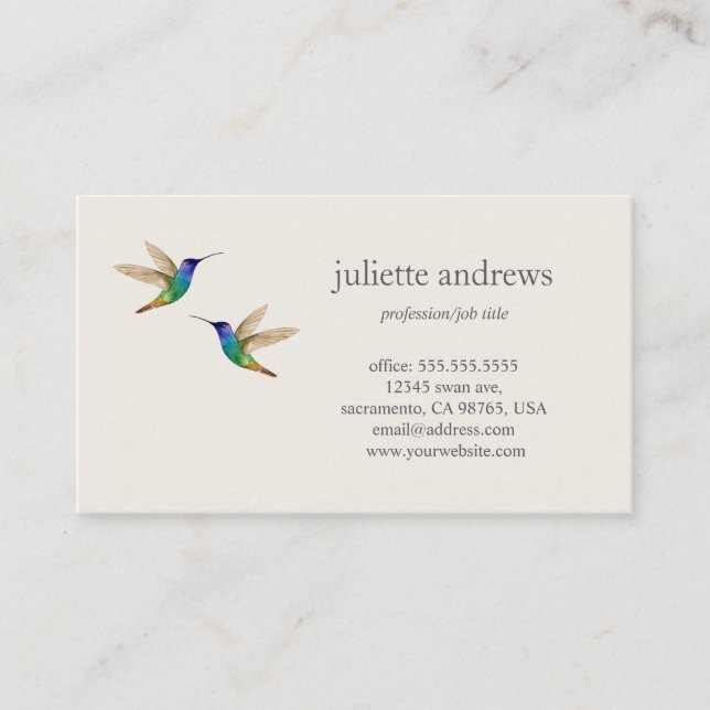 Hummingbirds Business Card (Front)