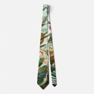 Hummingbirds by Ernst Haeckel, Vintage Birds Trees Tie