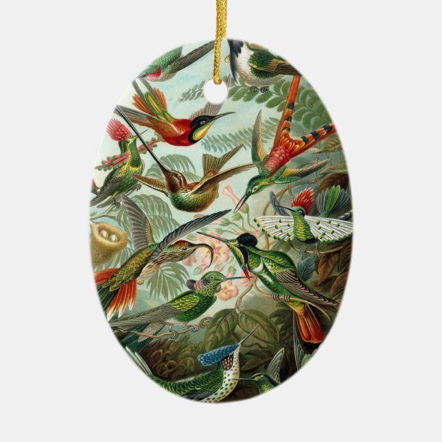 Hummingbirds Ceramic Tree Decoration (Front)