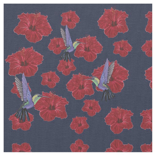 Hummingbirds Dream Fabric (Close Up)