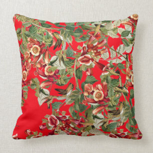 Hummingbirds Floral Audubon Flowers Throw Pillow