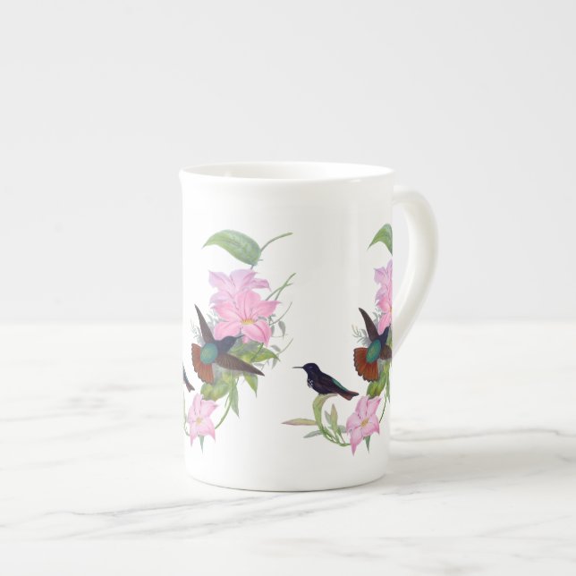 Hummingbirds Floral Botanical Bone China Mug (Front Right)