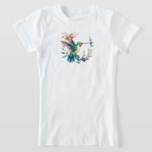 Hummingbirds Floral Bouquet Birthday Party T-Shirt