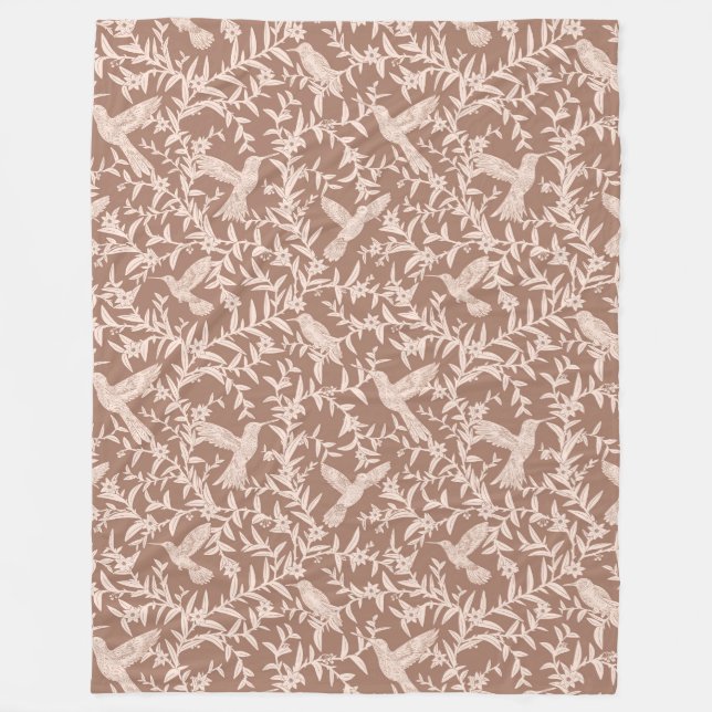 Hummingbirds Floral Fleece Blanket (Front)