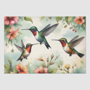 Hummingbirds Floral Tissue Paper