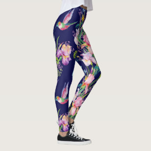 Hummingbirds & Florals Blue Legging