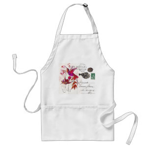 Hummingbirds Flower French Ephemera Fish Apron