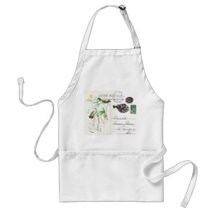 Hummingbirds Flowers French Ephemera Fish Apron