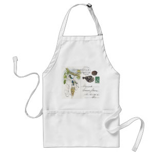 Hummingbirds Flowers French Ephemera Fish Apron