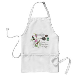 Hummingbirds Flowers French Ephemera Fish Apron