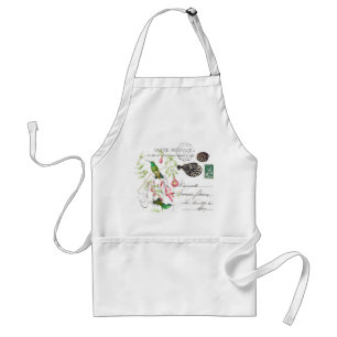 Hummingbirds Flowers French Ephemera Fish Apron