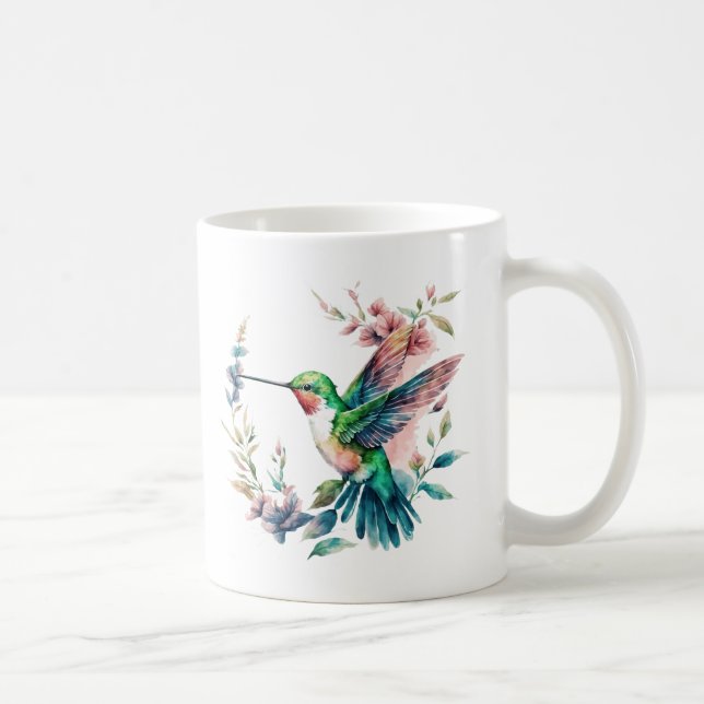 Hummingbirds Flowers Pattern Coffee Mug (Right)