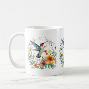 Hummingbirds Flowers Pattern Coffee Mug