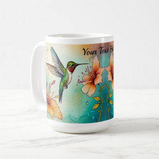 Hummingbirds Flowers Personalise Coffee Mug