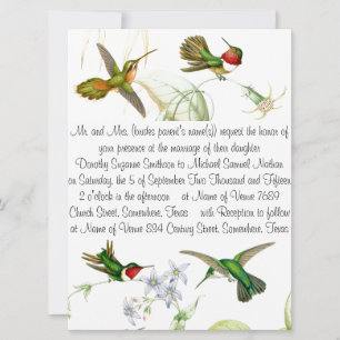 Hummingbirds & Flowers Wedding  Invitation