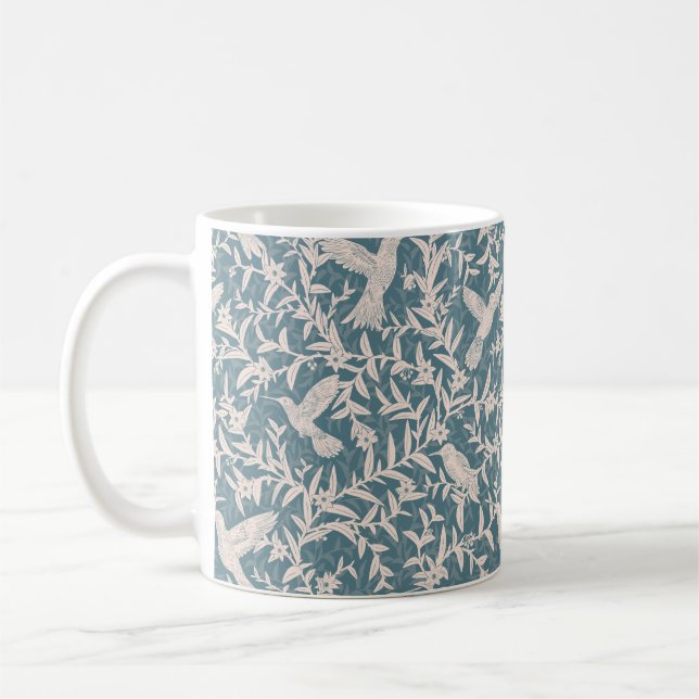 Hummingbirds foliage blue  coffee mug (Left)