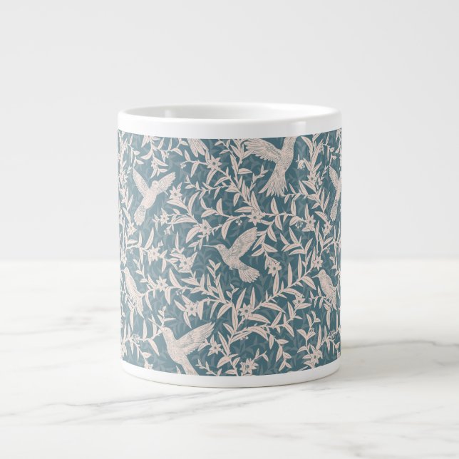 Hummingbirds foliage blue large coffee mug (Front)