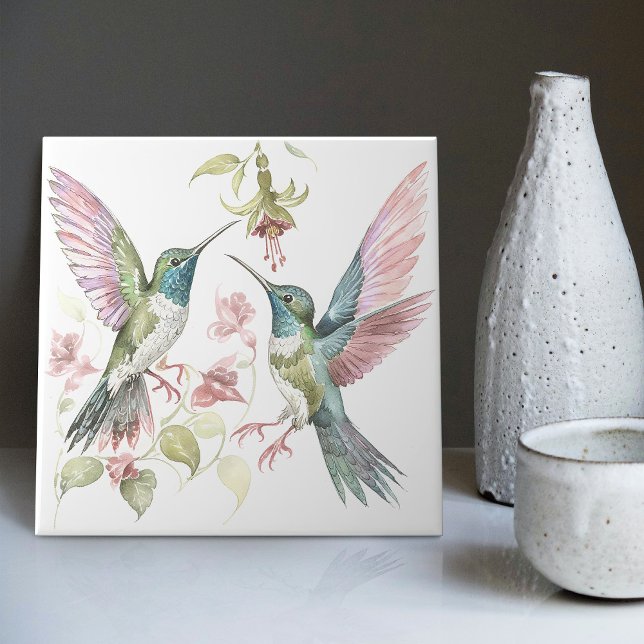 Hummingbirds & Fresenia Arts and Crafts Ceramic Tile (Creator Uploaded)