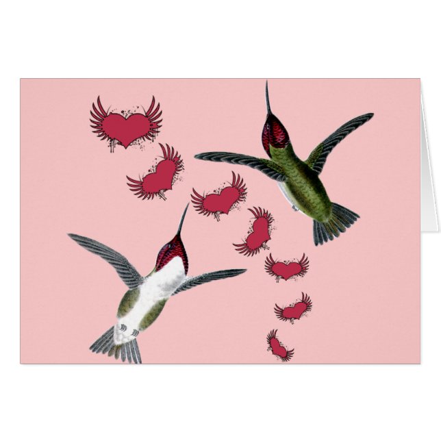Hummingbirds Grunge Hearts with Wings (Front Horizontal)