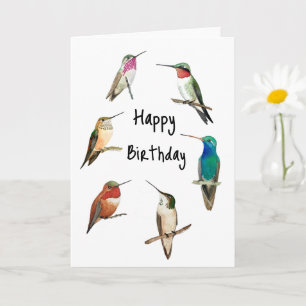  Hummingbirds Happy Birthday Card