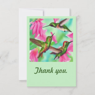 Hummingbirds in flowers watercolor joy  thank you card